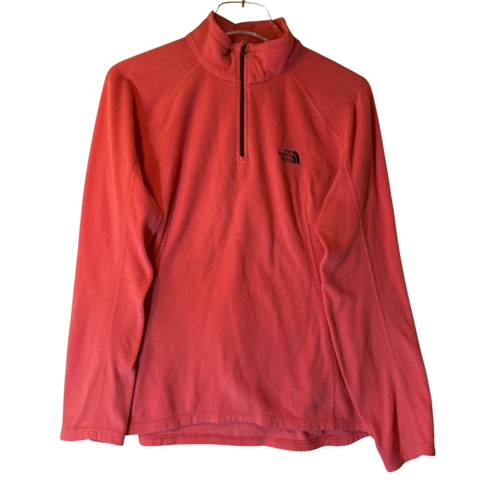 The North Face Coral Pink Glacier Pullover Fleece 1/4 Zip Sweatshirt Women L